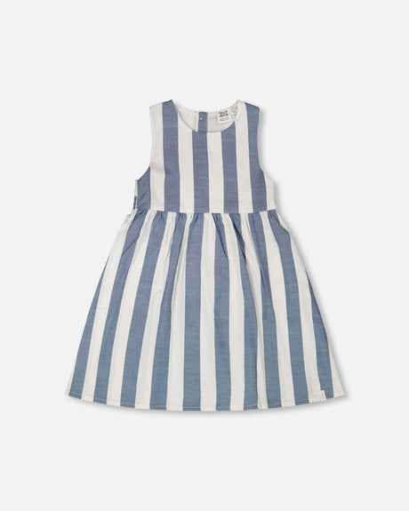 Sleeveless Dress White And Blue Stripes-0