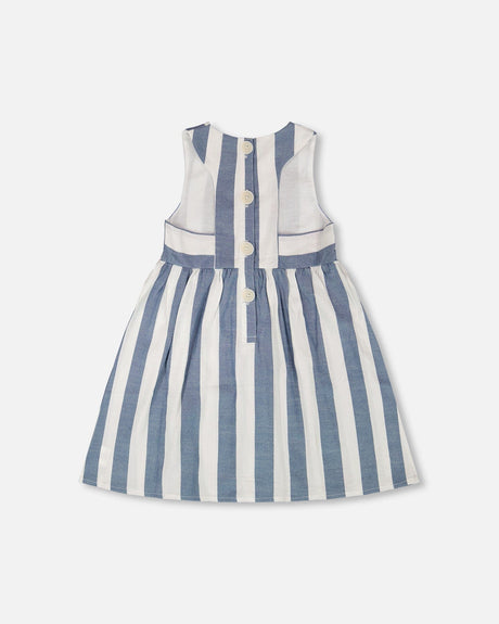 Sleeveless Dress White And Blue Stripes-4
