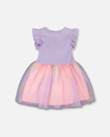Bi-Material Mesh Dress Lilac-2