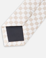 Neck Tie White And Sand Check-1