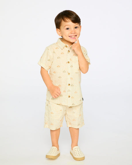 Poplin Shirt Beige Safari Print-2