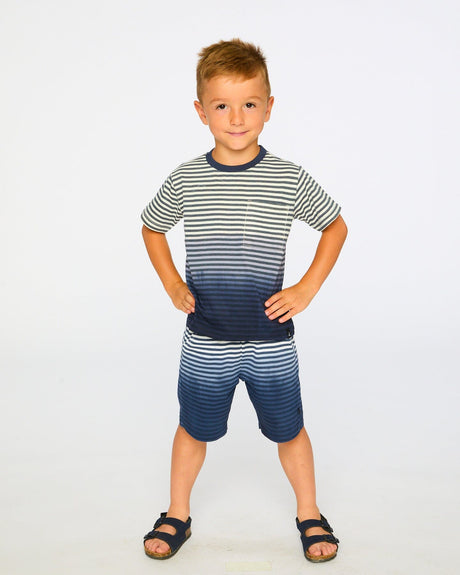 Organic Cotton Shorts Blue Gradient Stripes-2
