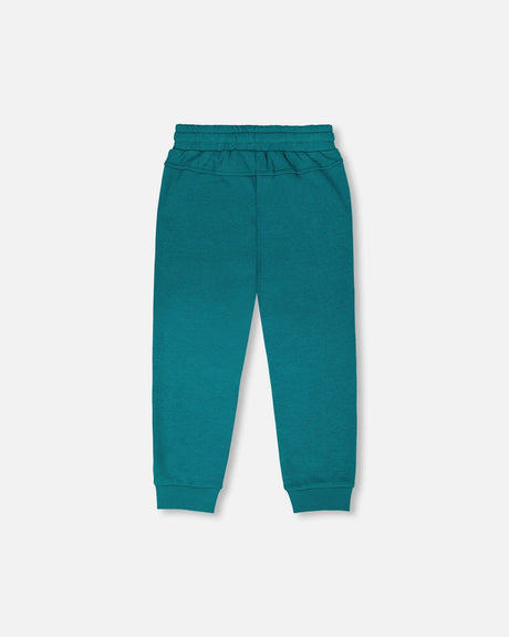 French Terry Sweatpants With Cross Seams Dark Turquoise-2