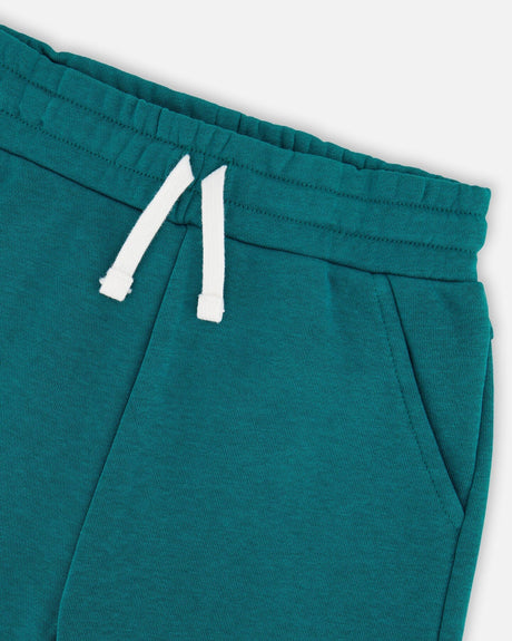 French Terry Sweatpants With Cross Seams Dark Turquoise-3