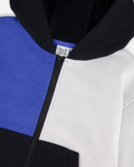 Hooded French Terry Cardigan Royal Blue-4