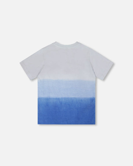 Organic Cotton Jersey T-Shirt With Print Gradient Pale Blue-2