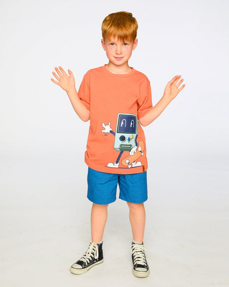 Organic Cotton Jersey T-Shirt With Print Orange-1