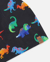 Stretch Jersey Beanie Black Dinosaur Print-4