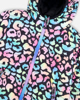 Quilted Mid-Season Jacket Black Animal Print-3