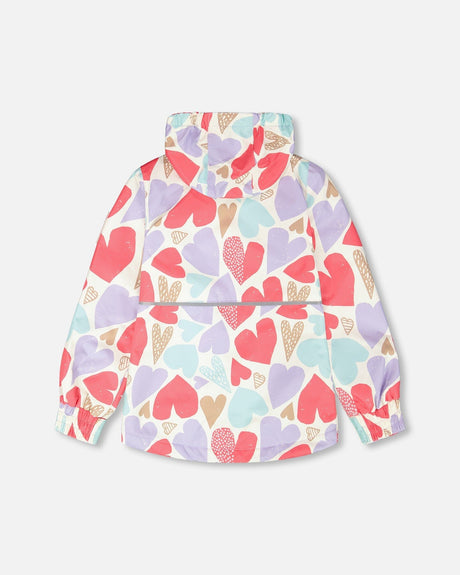 Two-Piece Mid-Season Outerwear Set White Heart Print-2
