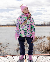 Two-Piece Mid-Season Outerwear Set Black Printed Flowers-1