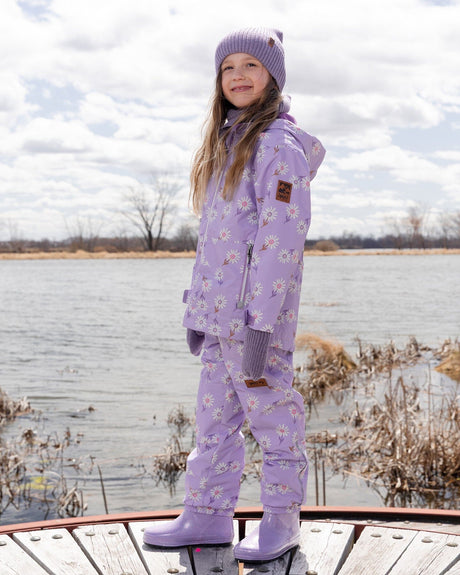 3-In-1 Two-Piece Mid-Season Outerwear Set Purple Daisy Print-2