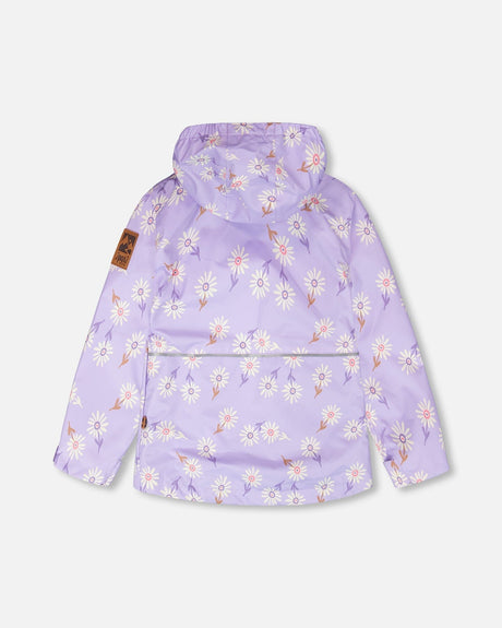 3-In-1 Two-Piece Mid-Season Outerwear Set Purple Daisy Print-3