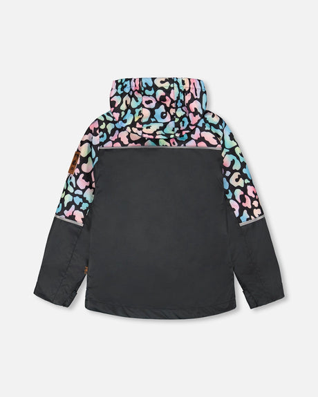 3-In-1 Two-Piece Mid-Season Outerwear Set Black Animal Print - Multicolored Inner Jacket-2