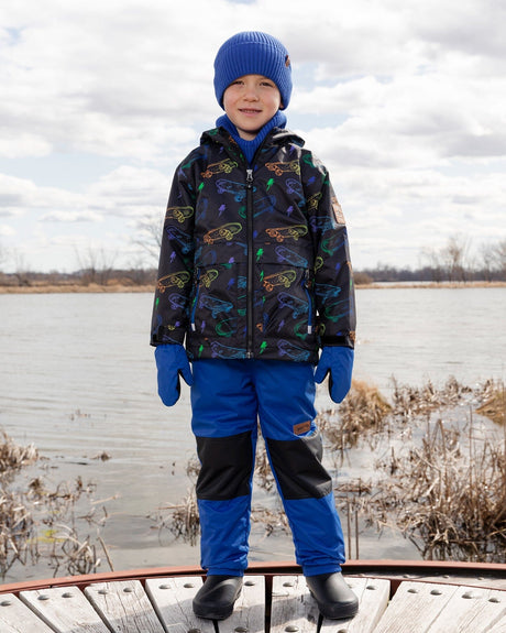 3-In-1 Two-Piece Mid-Season Outerwear Set Black Printed Skateboards-2