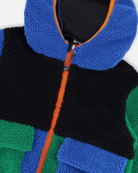 Sherpa Jacket Blue Colorblock-2