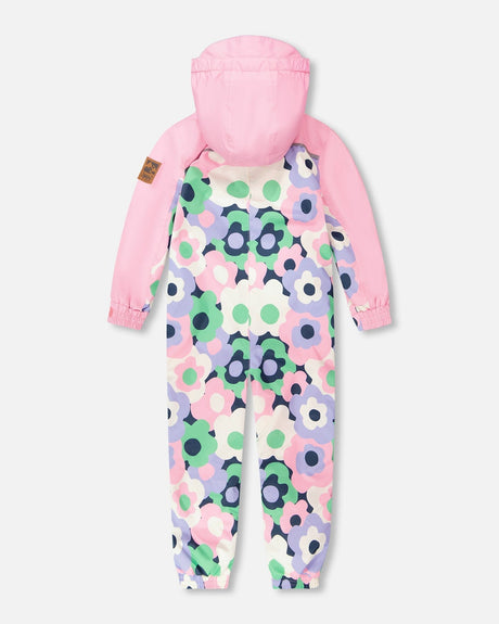 Kids Mid-Season One-Piece Outerwear Black Printed Flowers-3