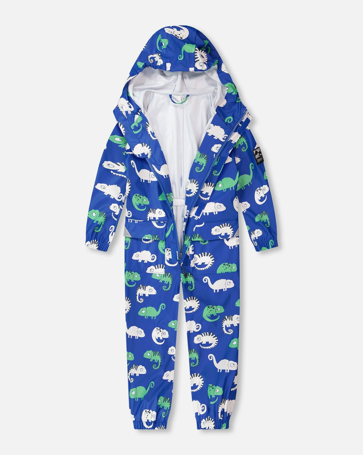 Rain One-Piece In Polyurethane Blue Chameleon Print-2