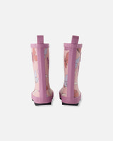 Rain Boots In Natural Rubber Pink Butterfly Print-3