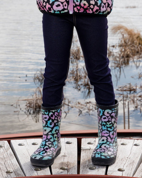 Rain Boots In Natural Rubber Black Animal Print-1