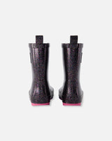 Rain Boots In Natural Rubber Black Glitter-2