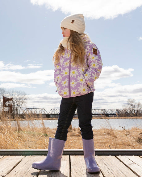 Rain Boots In Natural Rubber Purple Glitter-1