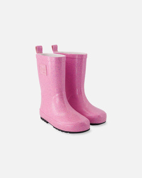 Rain Boots In Natural Rubber Pink Glitter-0