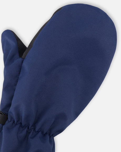 Mid-Season Mittens In Recycled Polyester Navy Blue-2
