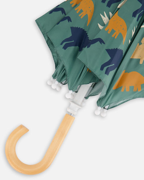 Umbrella Green Dinosaur Print-2