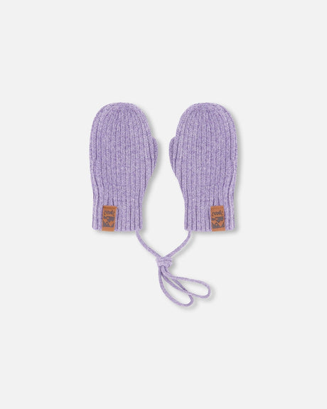 Baby Knit Mittens With Cord Lavender-0