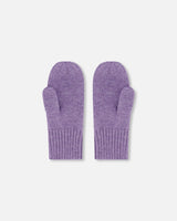 Ribbed Knit Mittens Lavender-2