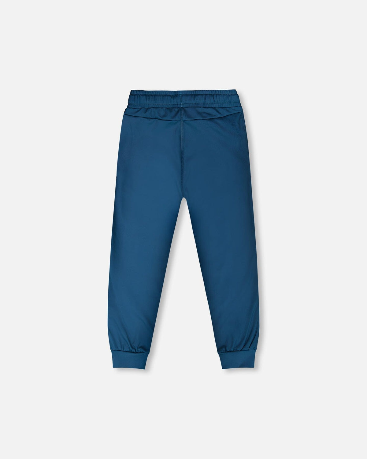 Back view of the teal boys athletic pants with ribbed cuffs