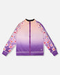 Full Zip Reversible Athletic Cardigan In Recycled Polyester Pink To Mauve Gradient-0