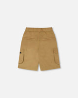 Stretch Twill Bermuda With Cargo Pockets Beige-3