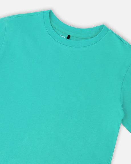 Organic Cotton Jersey T-Shirt Solid Turquoise-2