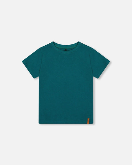 Organic Cotton Jersey T-Shirt Solid Dark Turquoise-0
