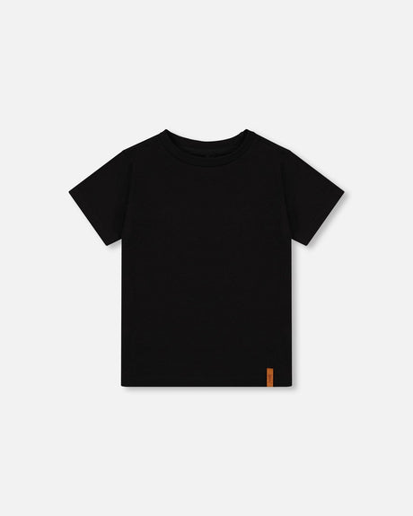 Organic Cotton Jersey T-Shirt Solid Black-0