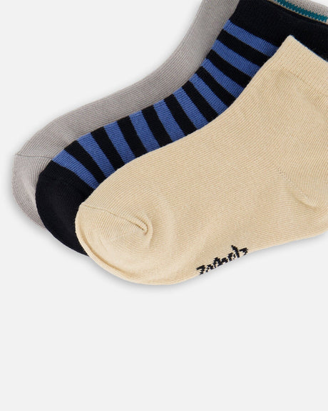 Socks (3 Pairs) Set Striped Blue And Black-3