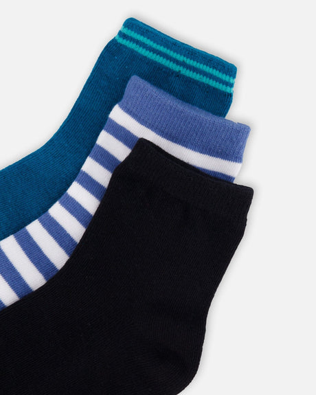 Socks (3 Pairs) Set Striped Blue-2