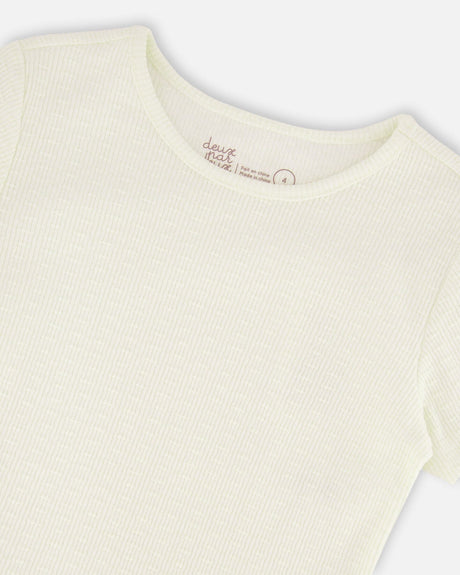 Crinkle Jersey T-Shirt Off White-3