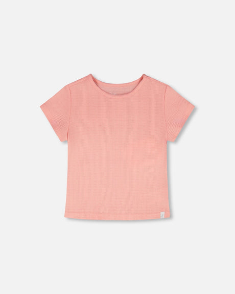 Crinkle Jersey T-Shirt Off Peach Pink-0