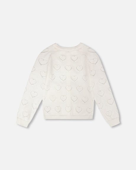 Pointelle Knit Cardigan Off-White-1