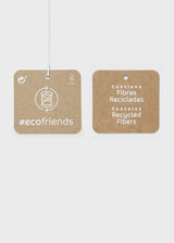 Hangtag close-up showing material label
