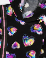 Hooded Fleece Dress Black And Multicolor With Trompe-L’Œil Bag Detail | Deux par Deux | Jenni Kidz