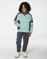 Hooded Fleece Sweatshirt With Contrast Rib Sage Green | Deux par Deux | Jenni Kidz