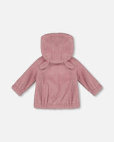 Hooded Full Zip Cat Plush Jacket Dusty Pink | Deux par Deux | Jenni Kidz