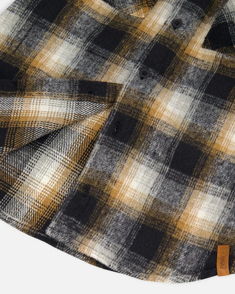 Hooded Polar Fleece Shirt With Hood Black, Blue And Off-White | Deux par Deux | Jenni Kidz