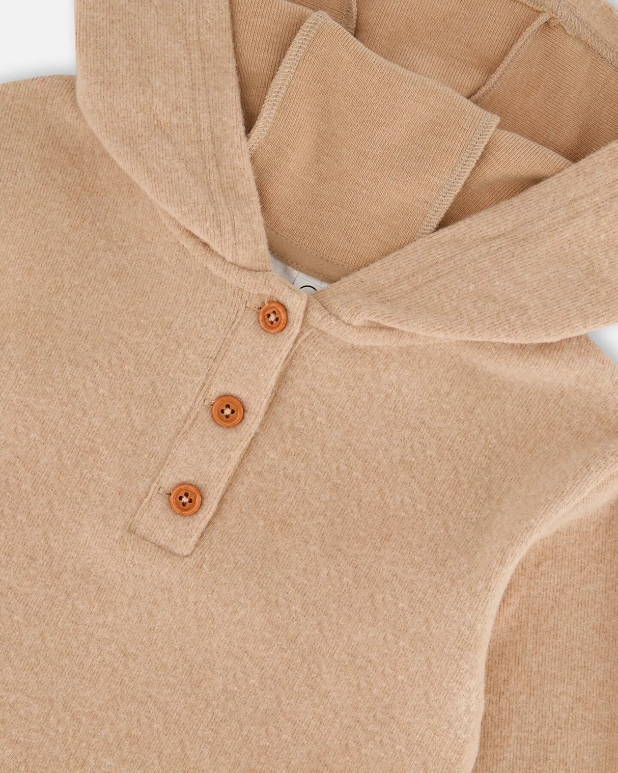 Hooded Rib Tunic Beige | Deux par Deux | Jenni Kidz