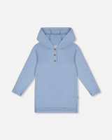 Hooded Rib Tunic Light Blue | Deux par Deux | Jenni Kidz