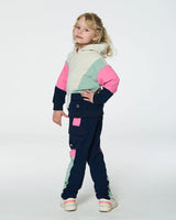 Hooded Sweatshirt Colorblock Beige, Navy And Pink | Deux par Deux | Jenni Kidz